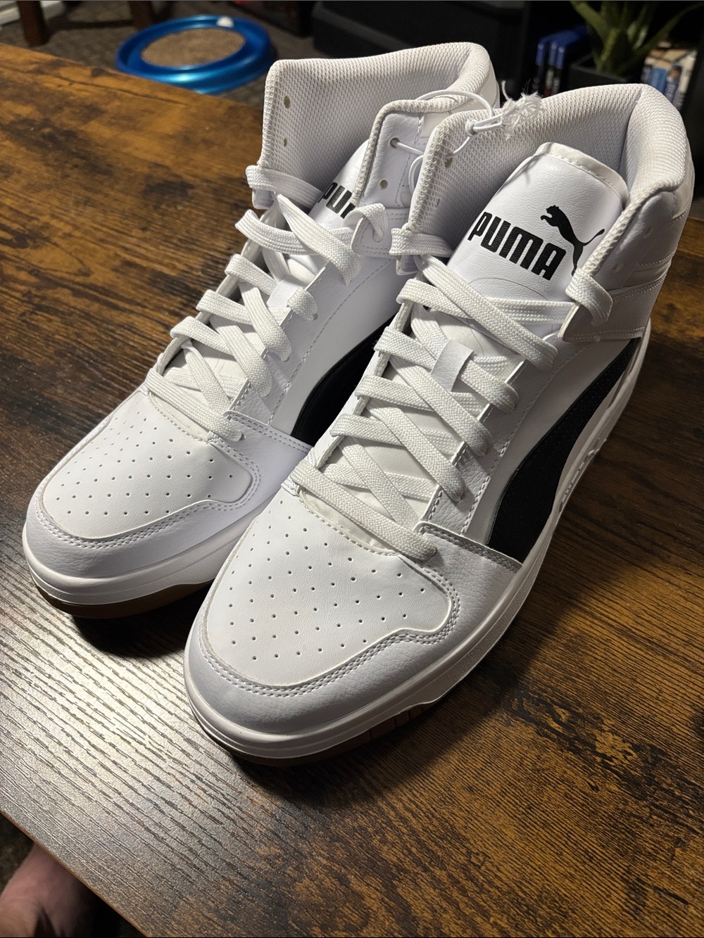 Puma White High-Top Sneakers with Black Formstrip
